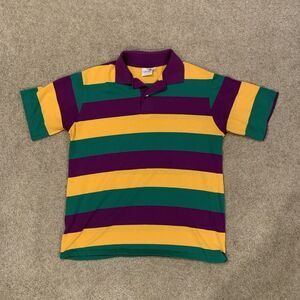 Vintage 90s Accent Annex Mardi Gras Single Stitch Polo Shirt XL Colorblock